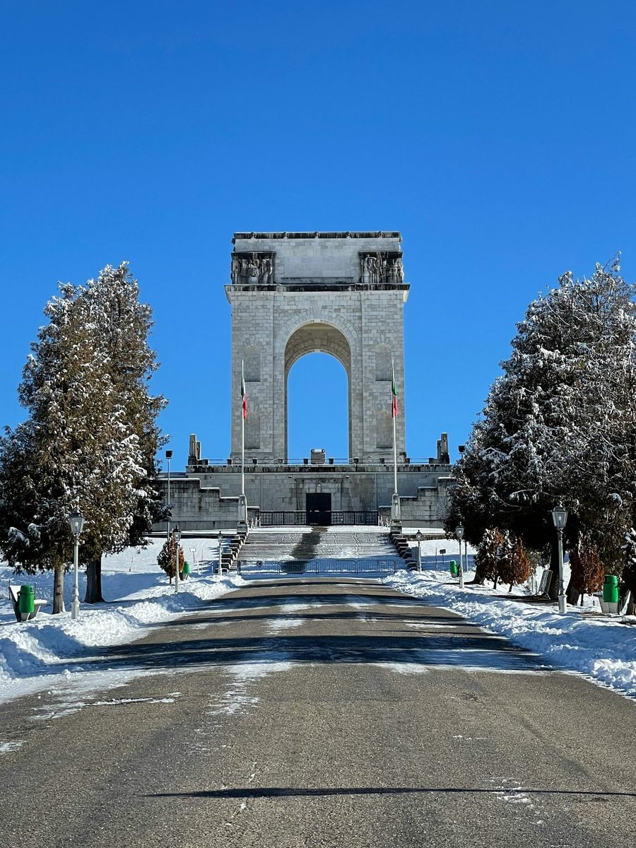 The First World War memorial at Asiago in the snow